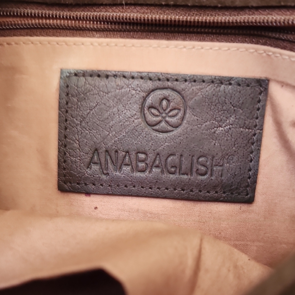 Anabaglish Brown Suede Hand-Stitched Leather Crossbody Bag - Picture 4 of 10